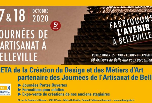 Affiche des JPO - Journées de l'artisanat de Belleville 2020